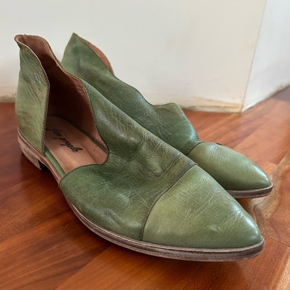 Free People Green Leather Flats